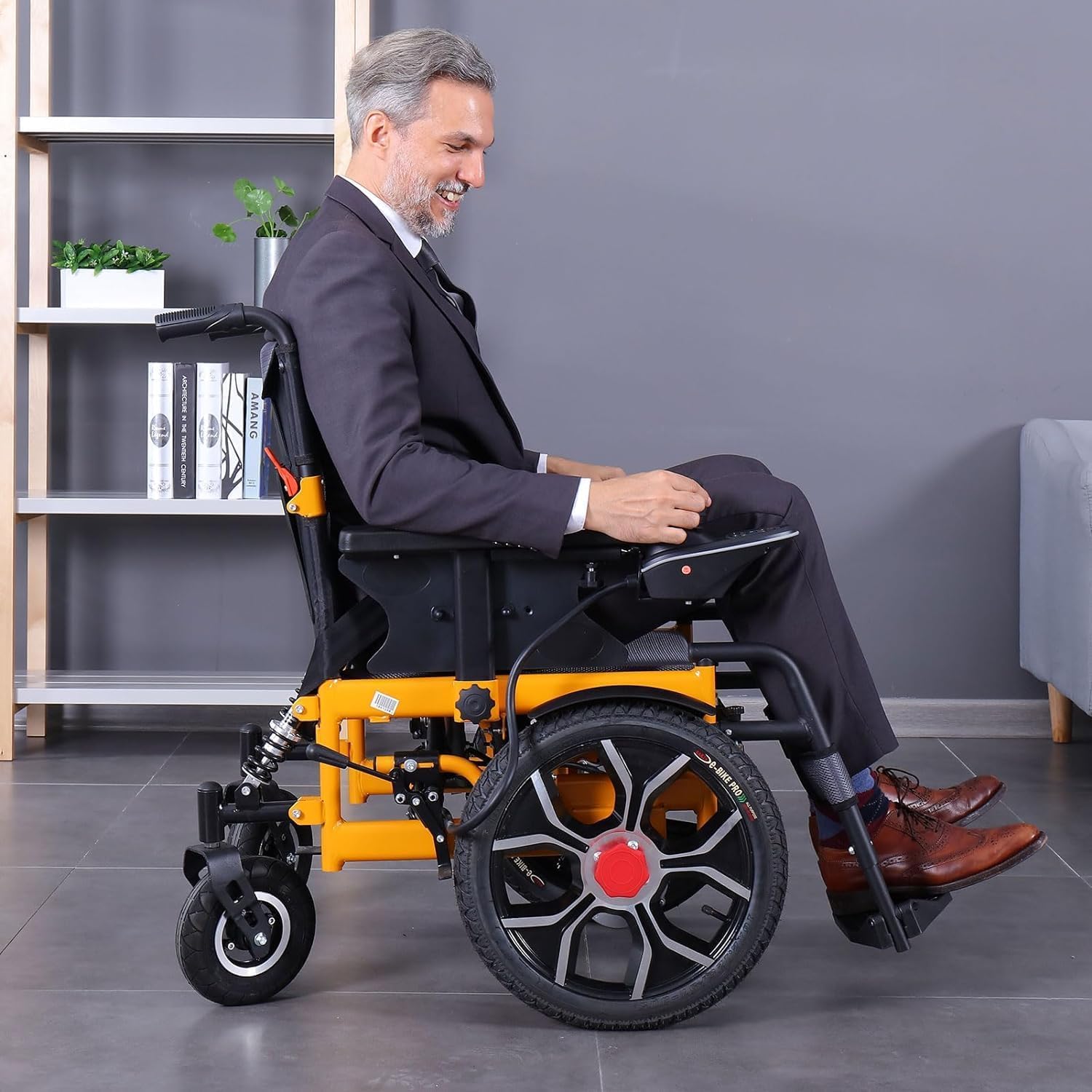 Silla de ruedas eléctrica de 40 cm con rueda delantera grande para adultos, 50 cm de ancho de asiento para todo terreno, silla de ruedas motorizada plegable de 500 W, 150 kg, control trasero incluido
