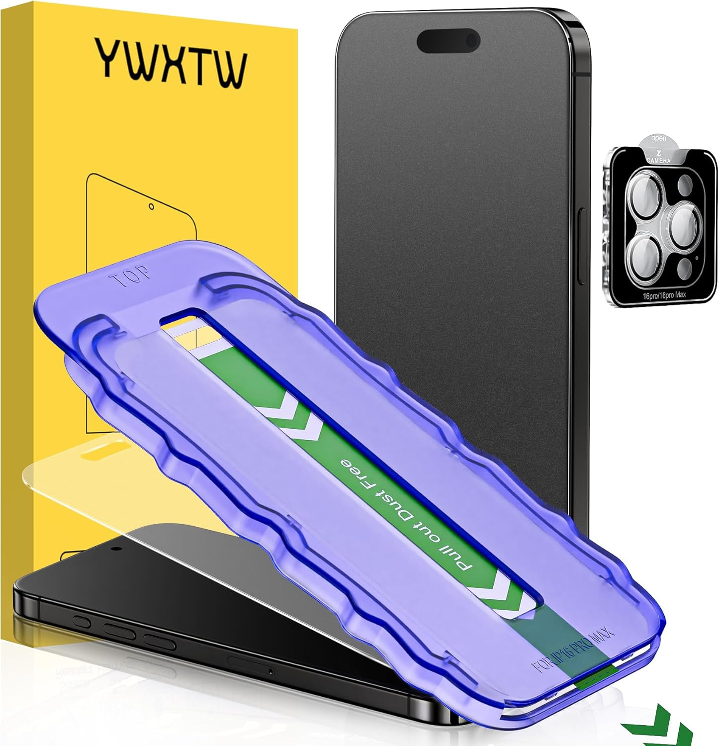 YWXTW 2 Pack Matte Screen Protector for iPhone 16 Pro Max 6.9 Inch + 1 Set Camera Lens Protector, Anti Glare Anti Fingerprint 16 Pro Max Glass Screen Protector, Bubble Free, Smooth as Silk Matte iPhone 16 Pro Max