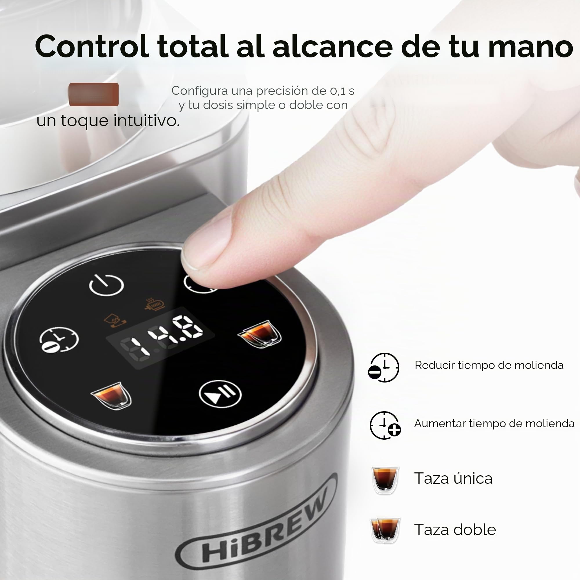 HiBREW G7 - Molinillo de café eléctrico – 48 ajustes de molienda precisos para espresso/vertido/prensa francesa, tolva de granos de gran capacidad, control de porciones y molino cónico antiestático | Para espresso/vertido/prensa francesa, tolva de frijole