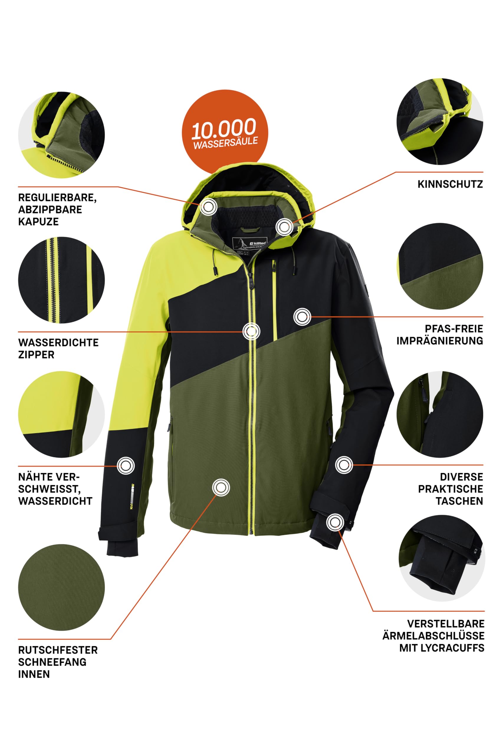 Killtec Kurtka outdoorowa/funkcjonalna z odpinanym kapturem i osłoną przeciwśnieżną Mężczyźni Ksw 32 Mn Ski Jckt
