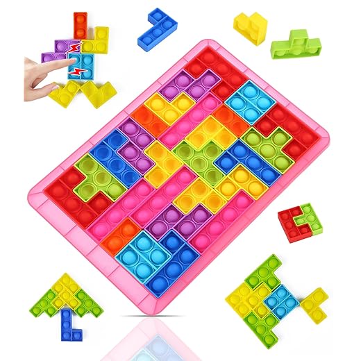 Sensorik Spielzeug, Pop It Fidget Toys, IQ Puzzle Anti Stress Spielzeug,Silikon Sensorisches Spielzeug,Intelligence Spiele,Tetris Silicone Puzzle Board Game,Fidget Toys für Kinder & Erwachse