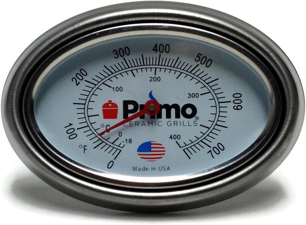 Primo Grill Thermometer and Bezel Combo for Primo Ceramic Grills - Now 200% Larger and Ability to Calibrate