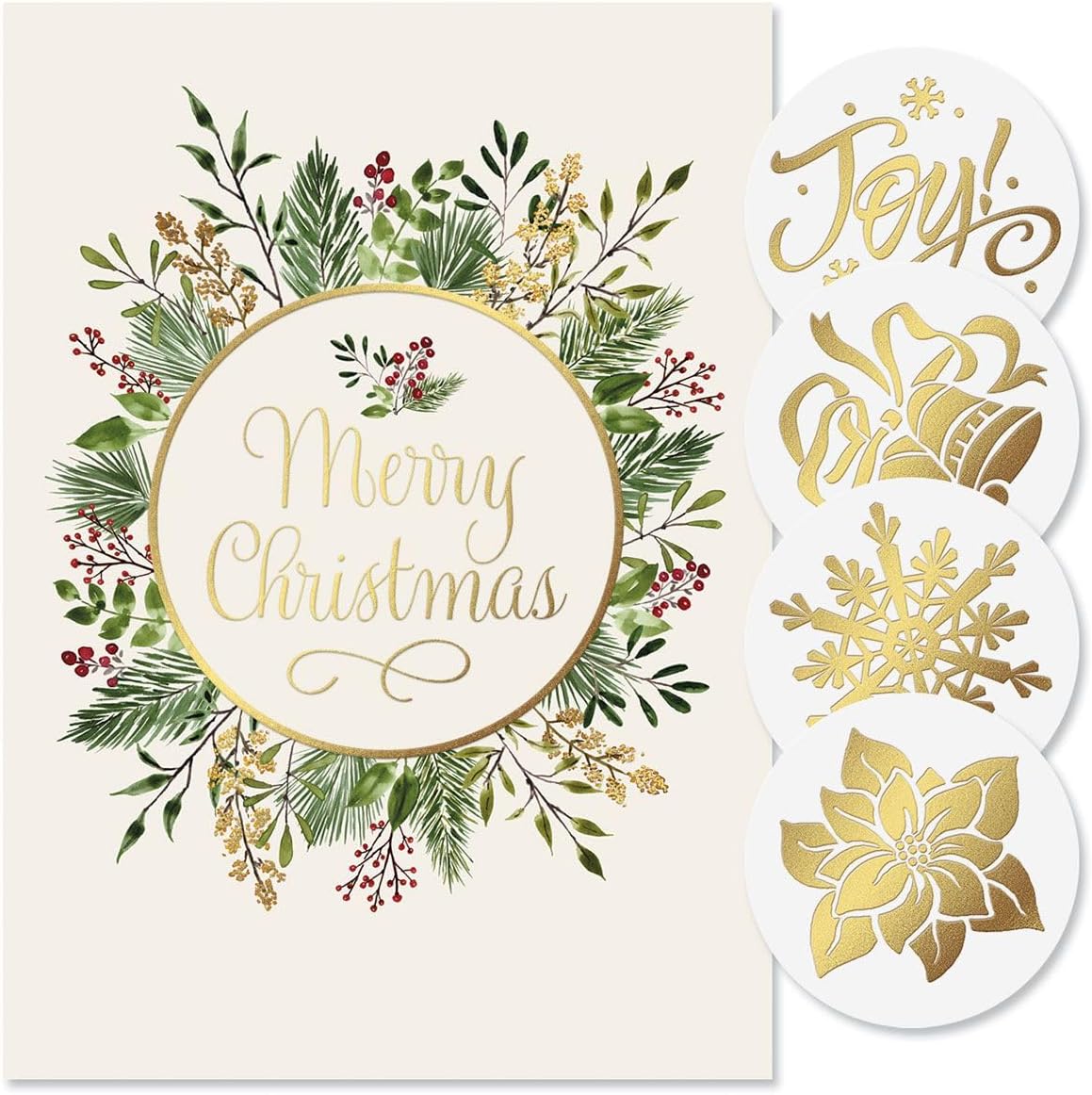 Colorful Images Merry Christmas Wreath Christmas Cards - Set of 24 Cards, Envelopes and Seals, Card Stock, 5 x 7 Inches