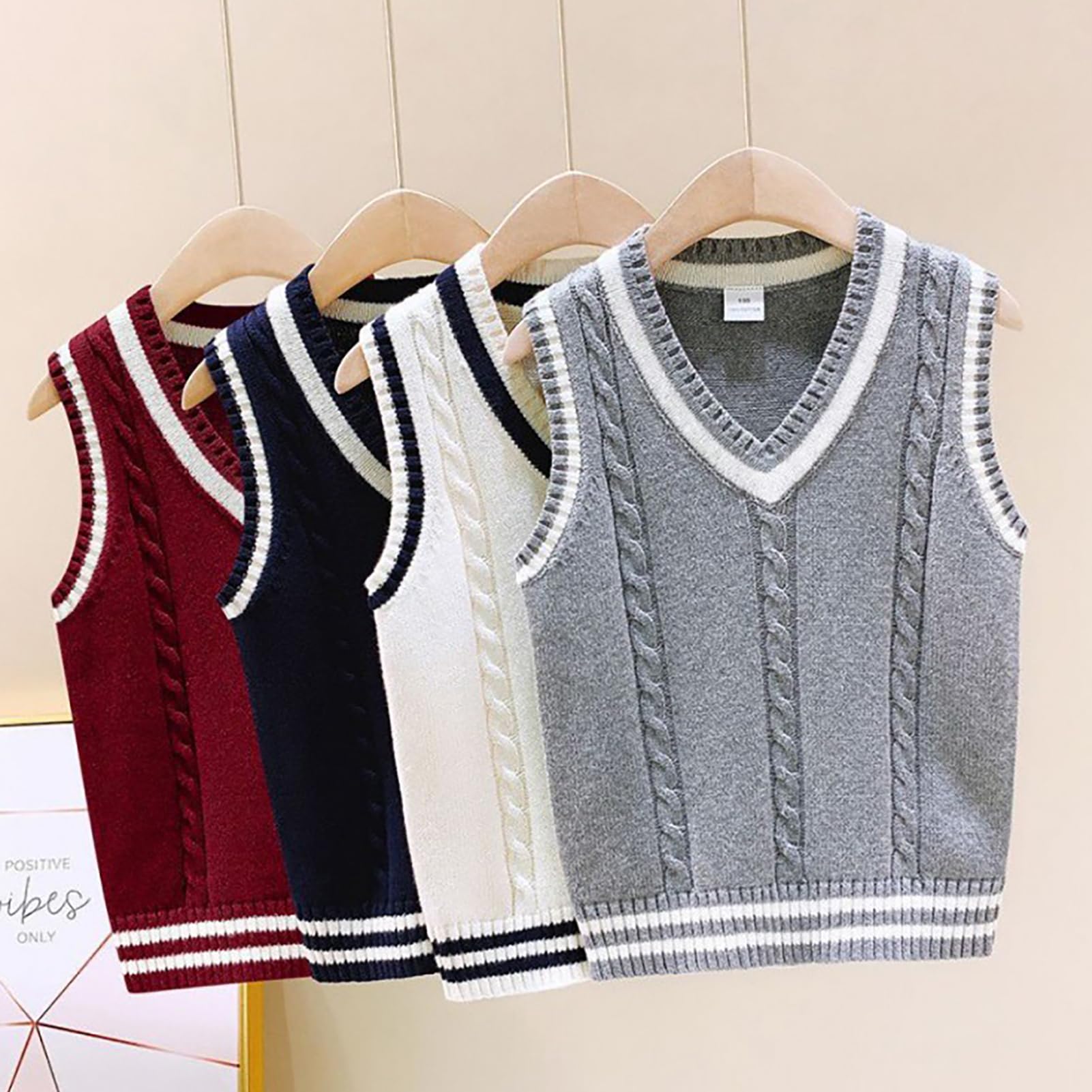 Chaleco de Punto sin Mangas con Cuello en V para Niños y Niñas, Jersey de Uniforme Escolar para 2-15 Años