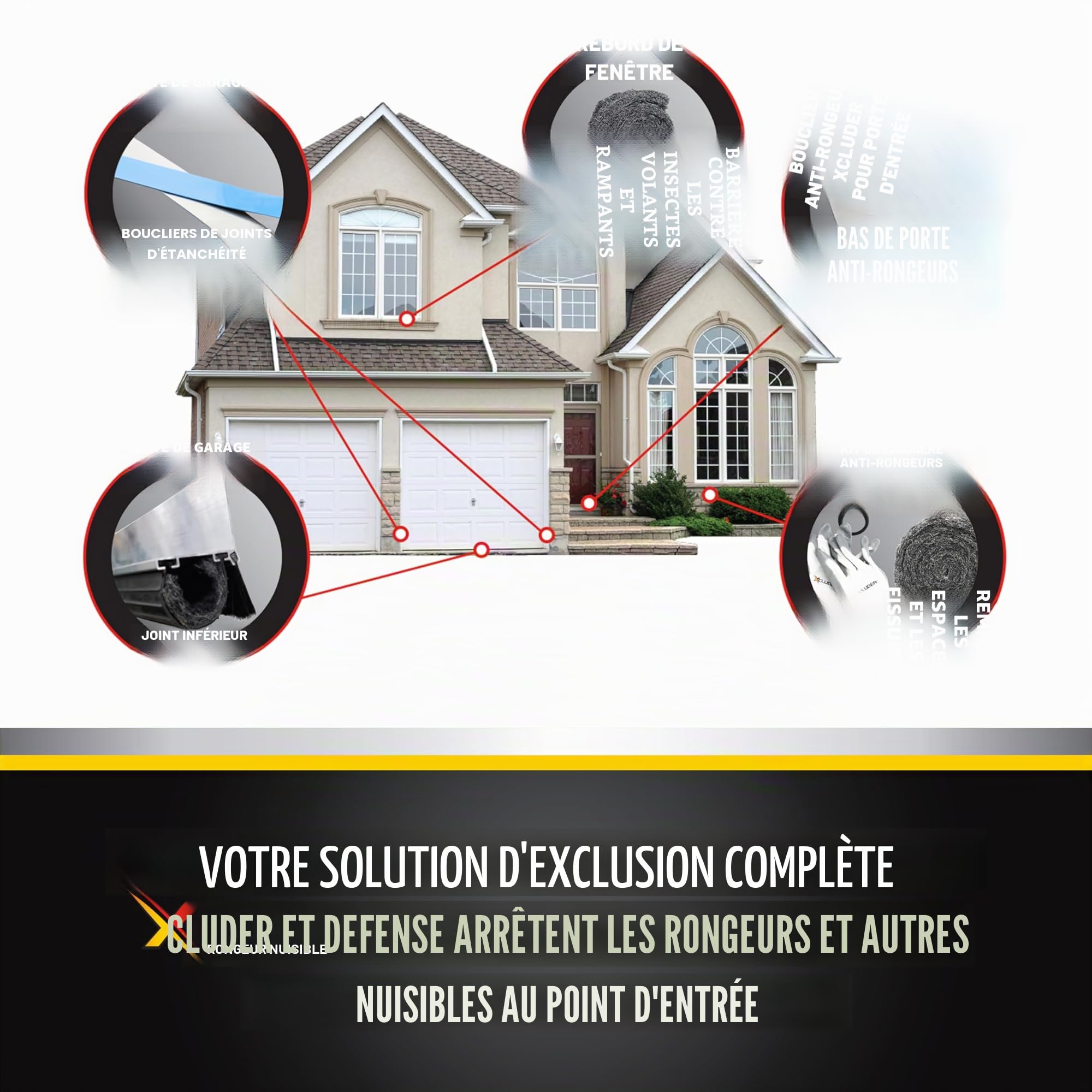 Xcluder Lot de 2 balayages de Porte à Profil Bas de 91,4 cm en Aluminium – Scelle Les rongeurs et Les parasites, étanchéité améliorée Contre Les intempéries, Facile à Installer, Protection Contre Les