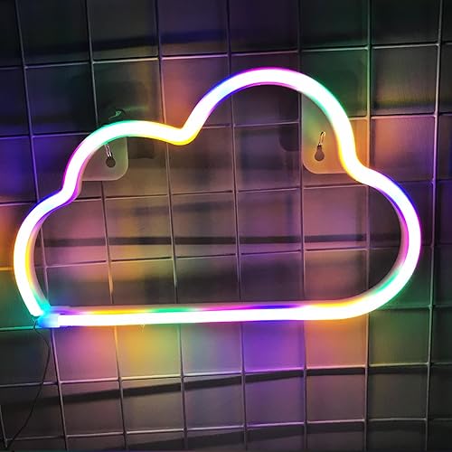 Miniatura 4 de Letrero de luz LED de neón en forma de nube para fiesta, dormitorio, habitación, decoración de escritorio, luz nocturna estética, arte de pared,