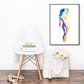 キャンバスプリントア－ト　裸婦 Amazon.co.jp: 女性水彩抽象絵画ヌードアート女性エロティカ壁