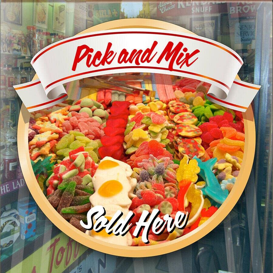 Handmade By Stukk Pick & Mix Sold Here Catering Window Cafe Shop Restaurant Sticker Sign POS Decal