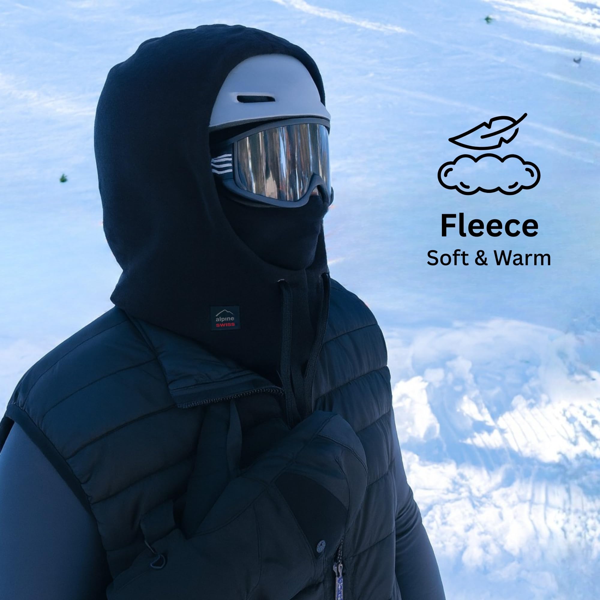 Alpine Swiss Pasamontañas de forro polar para deportes de invierno, para la cabeza, casco, capucha, calentador de cuello, resistente al viento, para hombres y mujeres