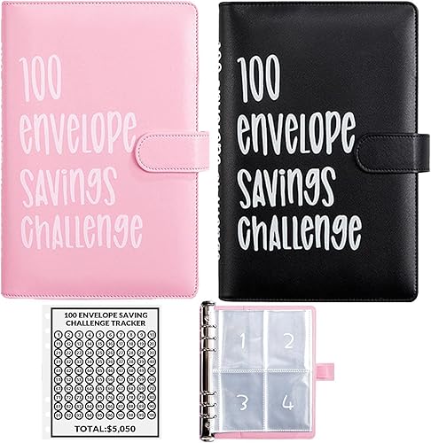 Miniatura 8 de Carpeta de piel con 100 sobres, 52 semanas, para ahorrar dinero, fácil y divertida, para 100 sobres, para ahorrar dinero, carpeta de presupuesto