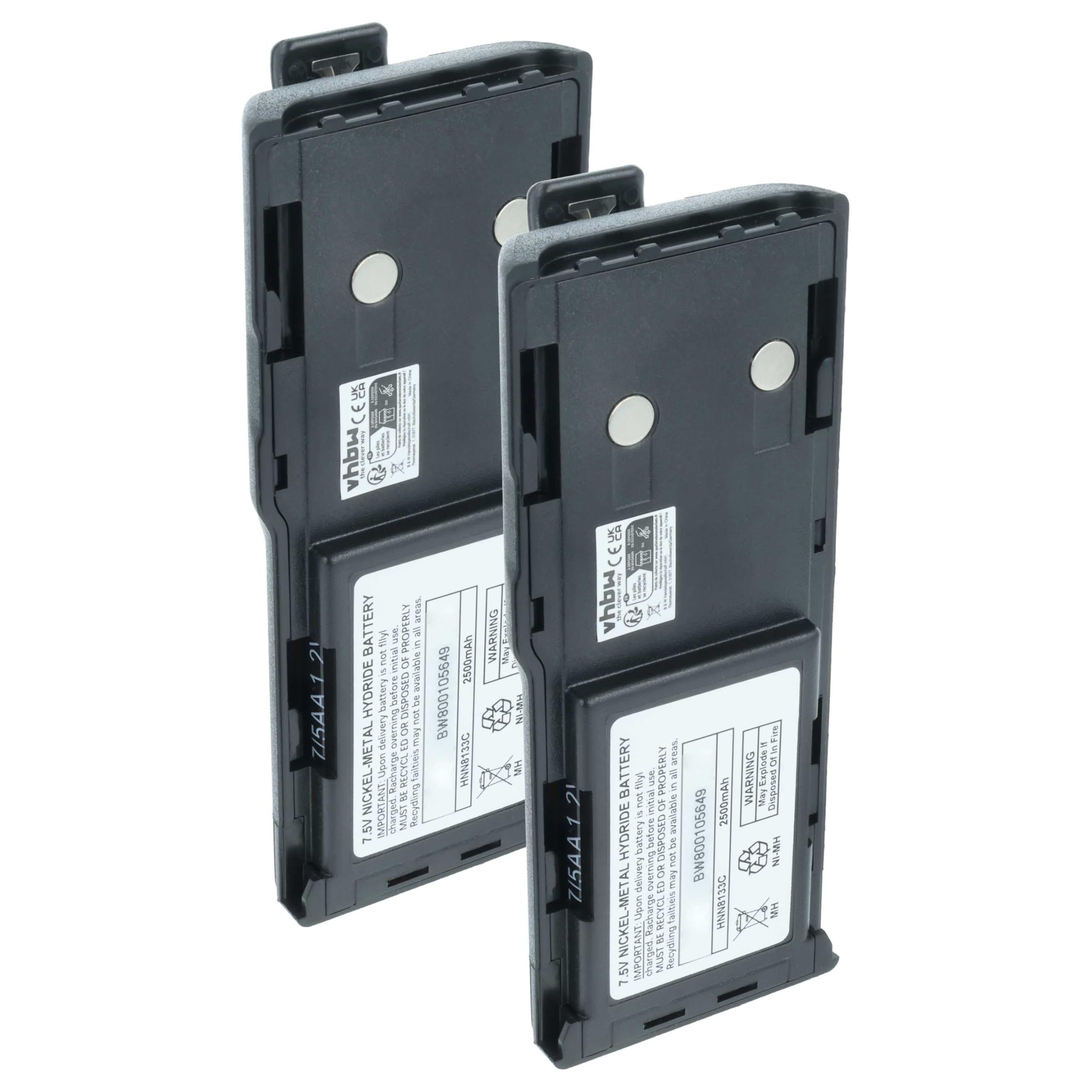 vhbw 2 x bateria kompatybilna z Motorola GTX900, GTX LTR przenośne radio (2500 mAh, 7,5 V, NiMH) + klips