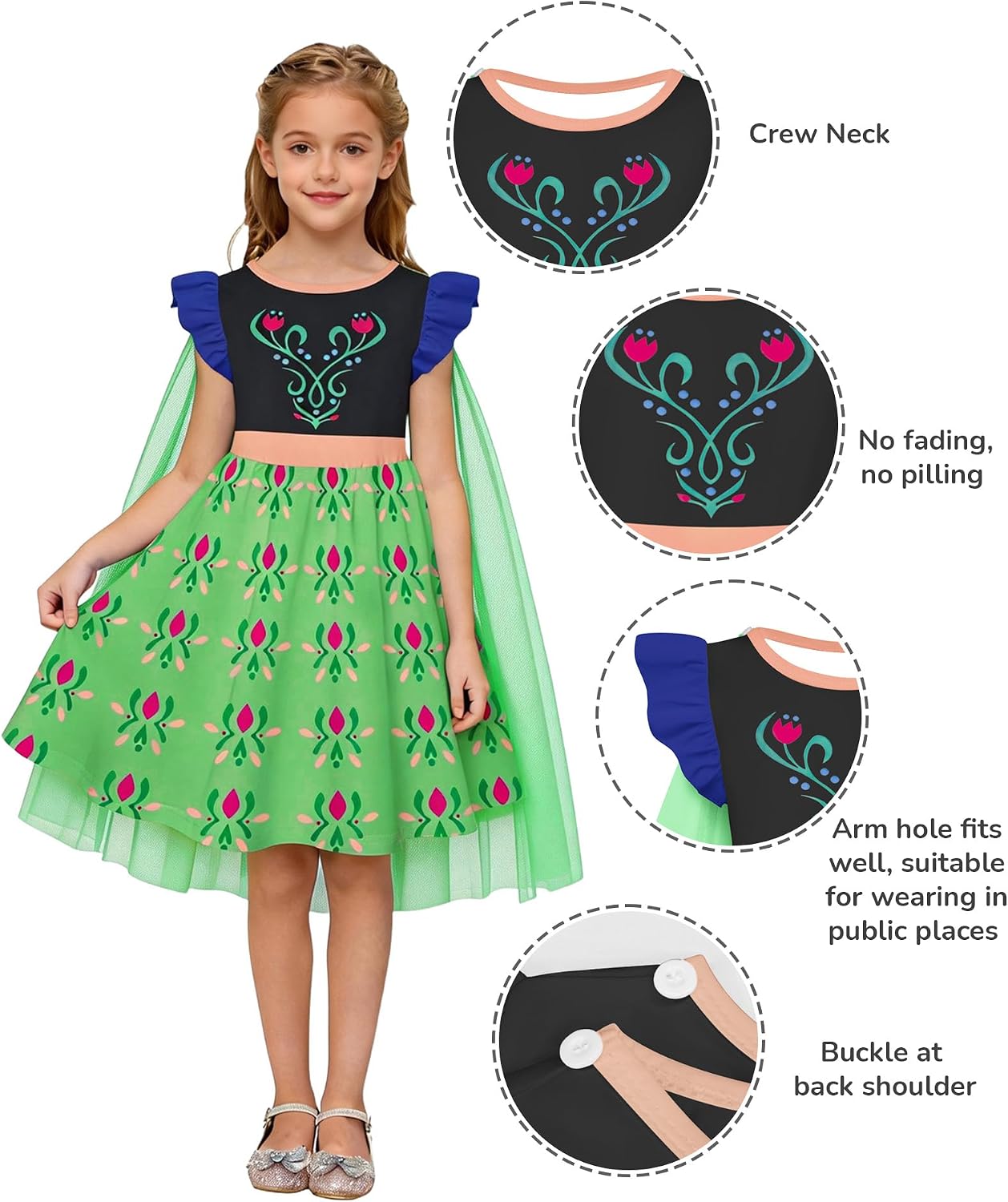LQSZ Girls Princess Nightgowns Flutter Sleeves Night Dress Sleepwear 3-10 Years Pajamas Nightgowns for Little Girls