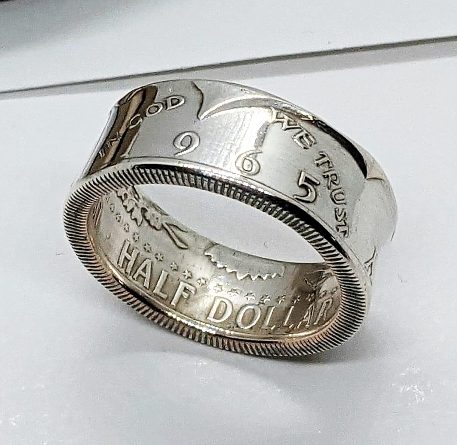 Handcrafted Coin Ring -1965 JFK Silver Half Dollar - 61st Birthday Gift Anniversary