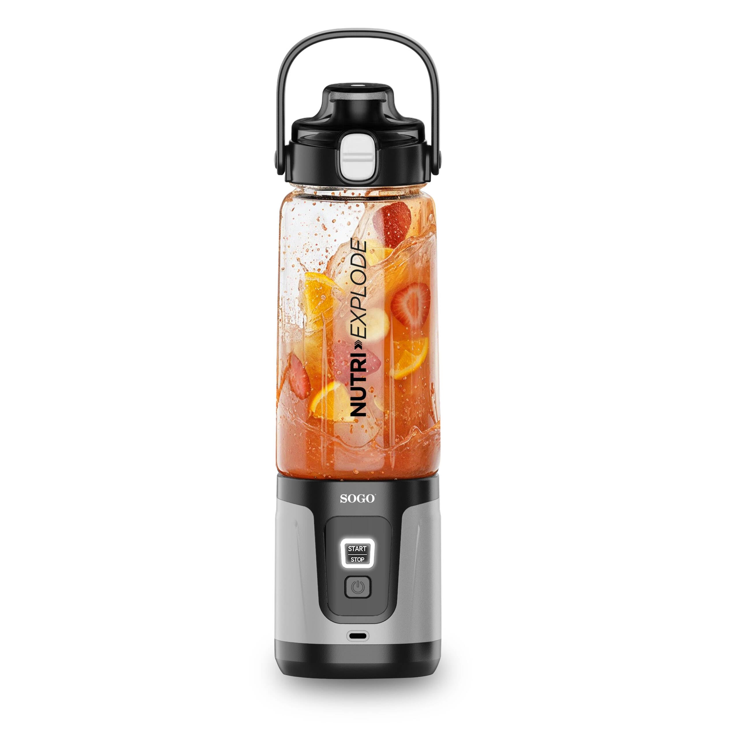 SOGO Batidora Portátil Recargable Nutri Explode – Mini Licuadora USB 0,75 L, 6 Cuchillas Acero Inoxidable, Sin BPA, Bloqueo de Seguridad y Autonomía Extendida