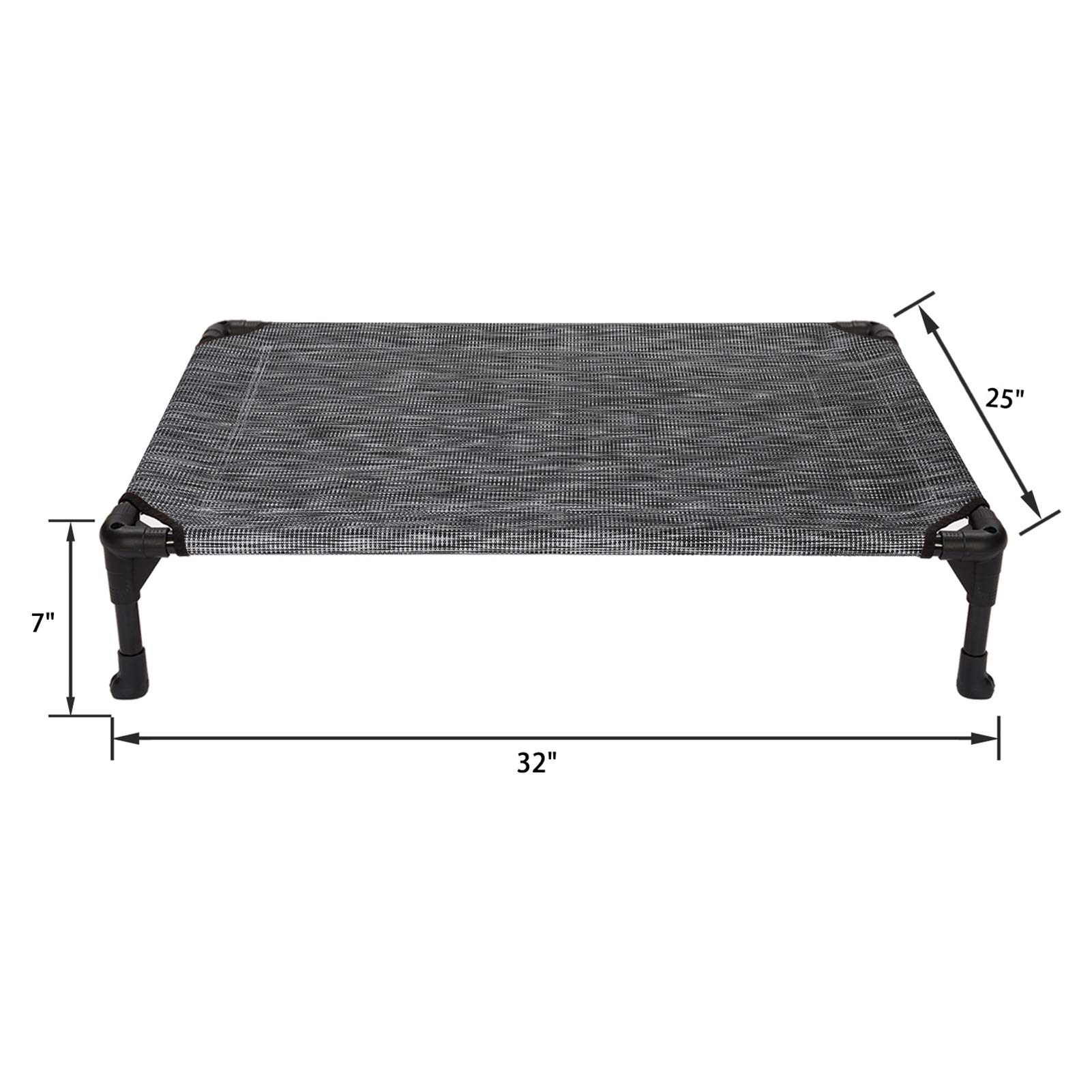 Veehoo Lettino Rialzato per Cani, Brandina Sopraelevata per Cani - Tessuto Textilene Rinfrescante & Traspirante & Resistente all'usura, Argento Nero 81x64x18 cm
