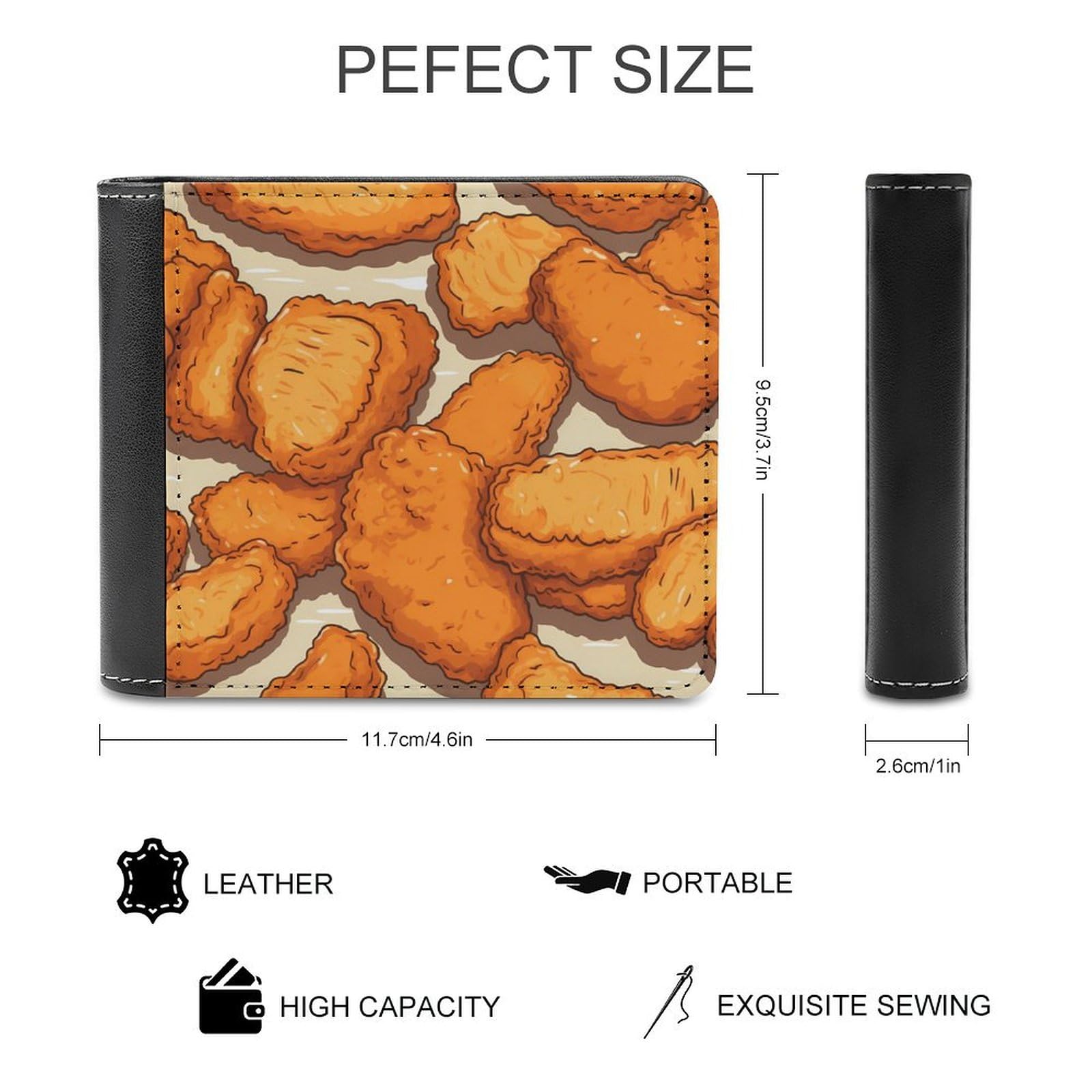 Chicken Nuggets Food Funny Billfold Wallet Credit Card Holder Slim Passcase Pouch Purse for Men Women