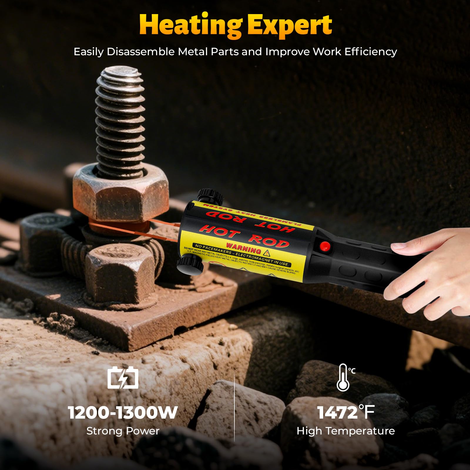 Riscaldatore A Induzione Senza Fiamma 1300W - Raggiunge 800&deg;C, Con Bobine Magnetiche - Per Viti E Metalli