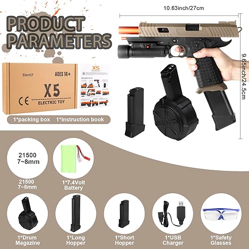 Miniatura 2 de Juguetes eléctricos de gel X5, Full Auto Splat-Blaster incluye tambor y gafas para juego de equipo al aire libre, versión mejorada X2 para mayores