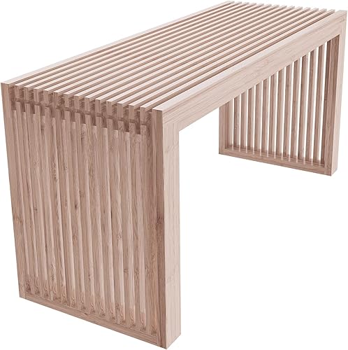 APRTAT Banco de comedor de bambú, banco de almacenamiento interior de madera, muebles de cocina y sala de estar, 35.43 pulgadas de largo x 12.99