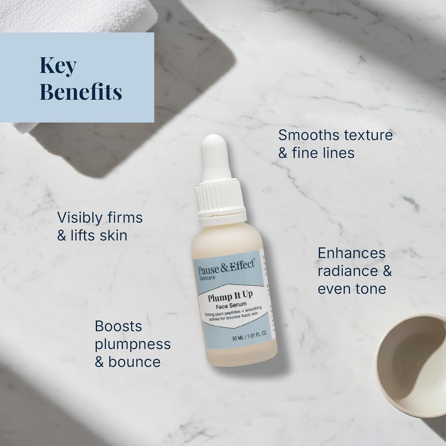 Pause & Effect Firming Face Serum for Menopausal Skin, Niacinamide and Hyaluronic Acid Brightening Serum, Ceramides for Hydration, Tone and Fine Lines