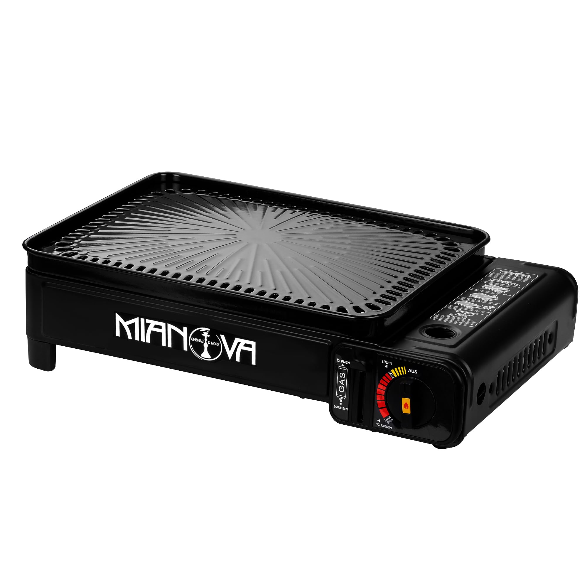 Taffstyle Gas Campingkocher Gaskocher Outdoor BBQ Tisch Grill Platte Notfallkocher Camping Herd 1 Flammig mit Koffer Barbecue Tischgrill Grillplatte für Gaskartuschen Gasflaschen Schwarz