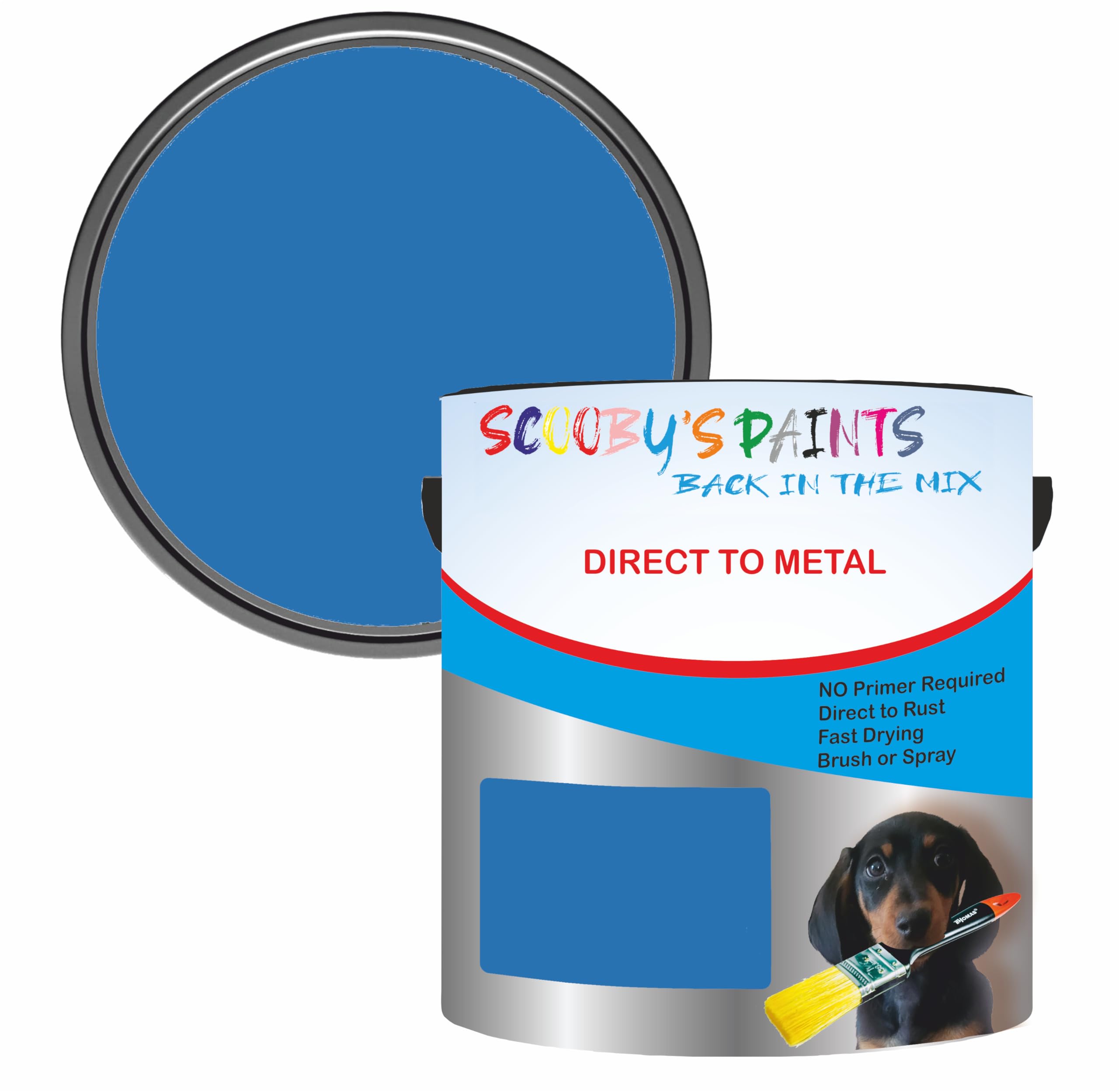 Scooby's Paints Direct to Metal Paint, Smooth Blue, 250ml, No Primer Required, Fast Drying (Ral5015 Sky Blue)