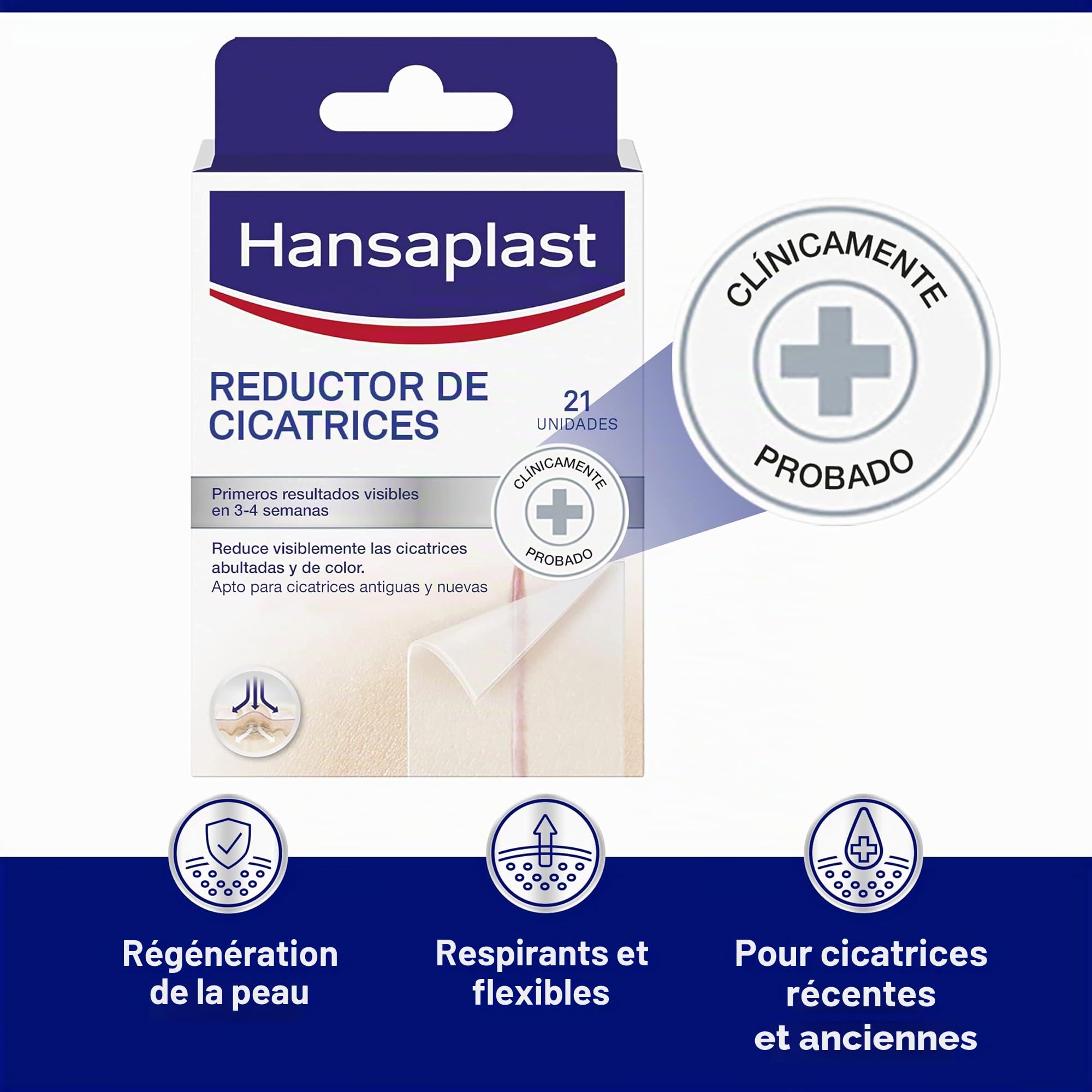Hansaplast Patch MED réduisant les cicatrices, 21 patchs, l'emballage peut varier