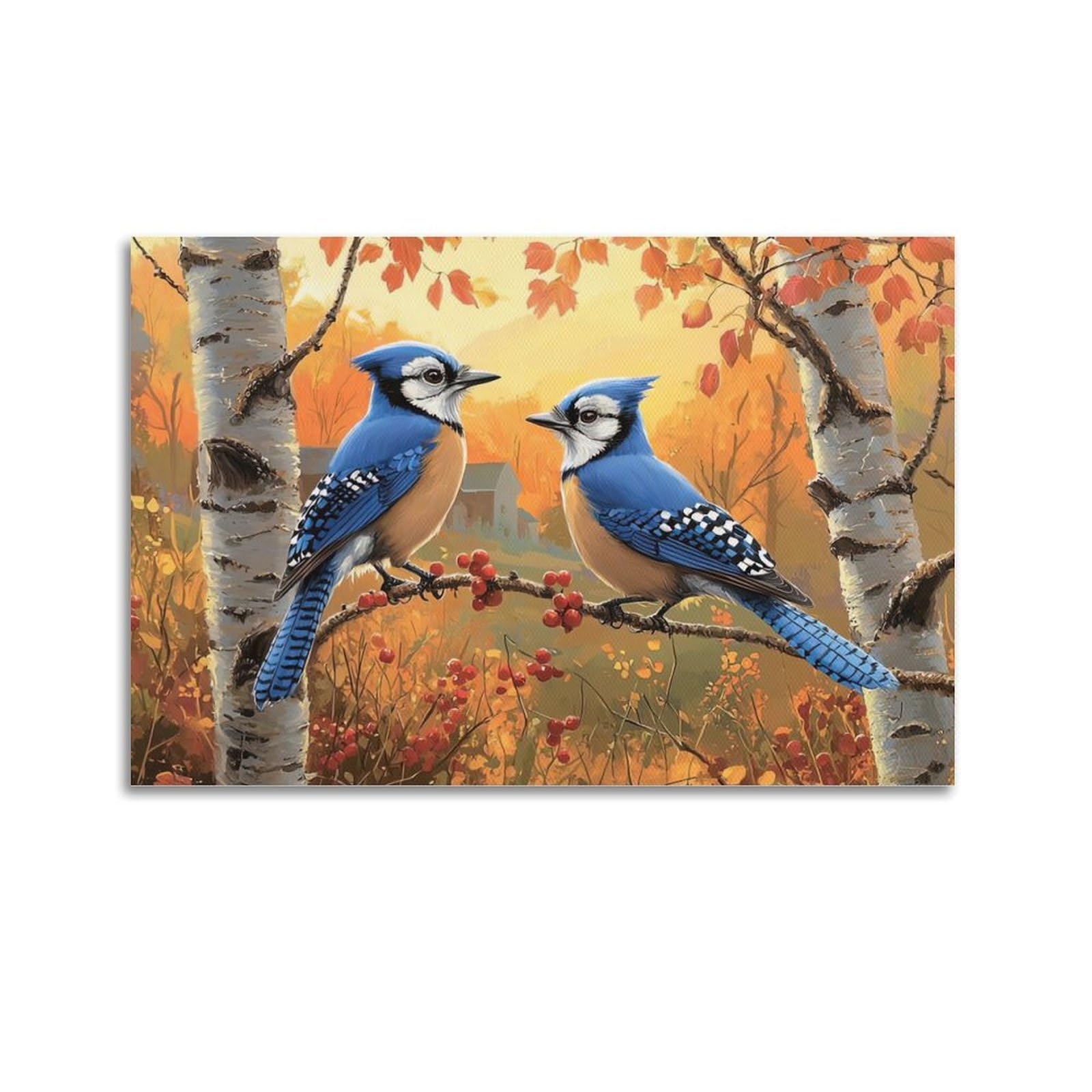 WZKTCL Animal Artwork Poster Blue Birdie Poster Decorative Painting Canvas Wall Posters And Art Picture Print Modern Family Bedroom Decor Posters 24x36inch(60x90cm)