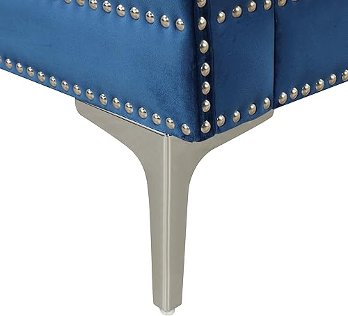 Miniatura 9 de Merax, Sofá moderno de 55.5 pulgadas negro tapizado de terciopelo esmerilado con patas de metal, botones en la parte trasera para sala de estar