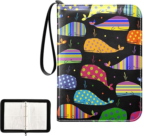 Miniatura 2 de Álbum de tarjetas de ballenas de dibujos animados, cierre de cremallera anticaída, resistente al agua y fácil de limpiar