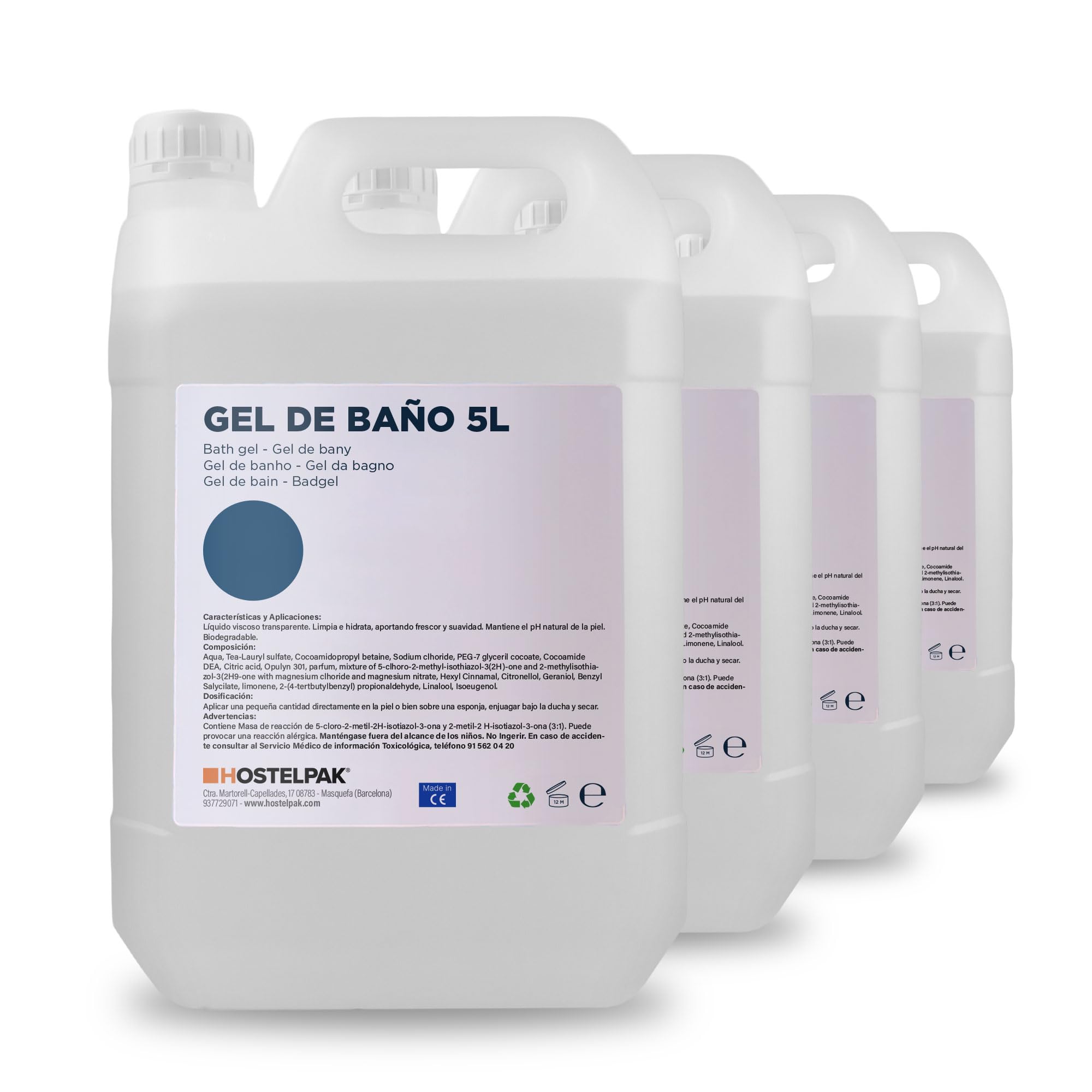 gel de ducha pack 4 garrafa 5l gel de baño ph neutro tamaño familiar 5 litros fragancia neutra