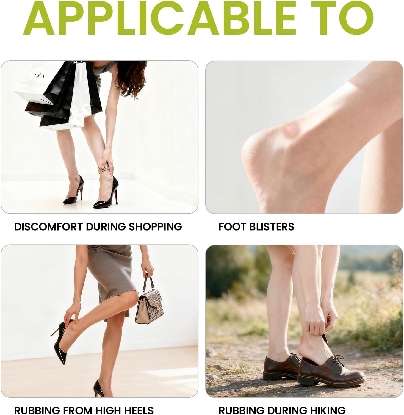 Bukihome Upgraded Foam Moleskin Adhesive Pads for Feet - Moleskin for Blisters & Shoes, Blister Prevention Tape - Reduce Friction Pain on Heels/Toes - 20 Sheets of 2 Shapes