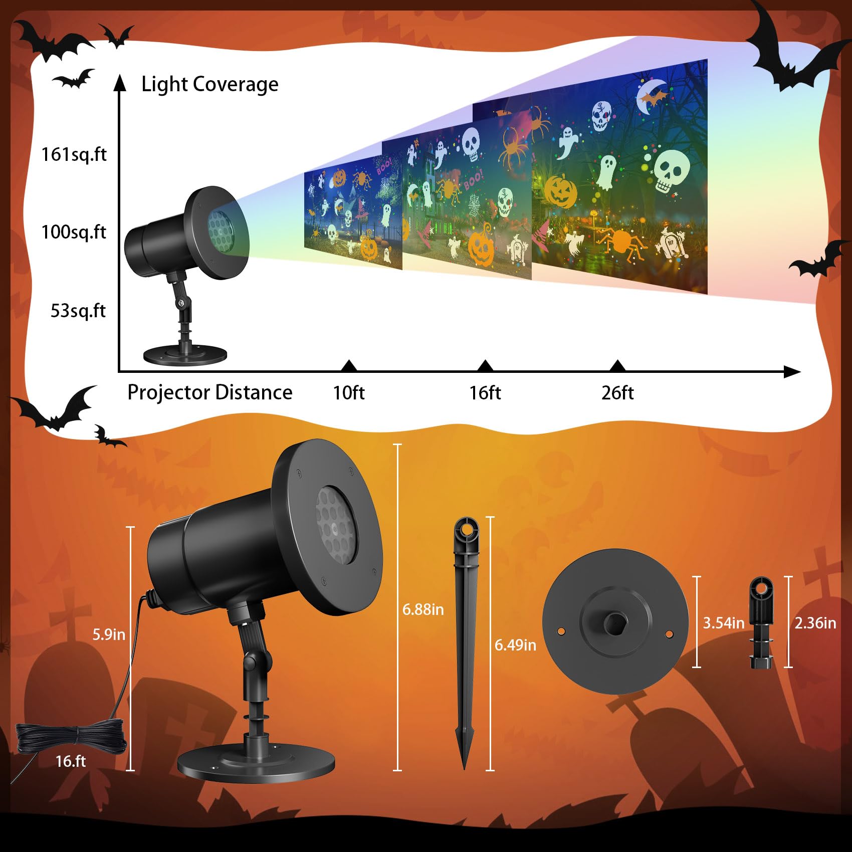 Snapklik.com : Outdoor LED Window Projector - 18 Halloween Patterns