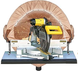 GARVIN Miter Saw Dust Collection Hood with Light, Dust Solution for Table Miter Saw, Chop Saw Hood Dust Collector Attachment, Accessory Holes, with Storage Bag, Fits All Miter Saws Khaki