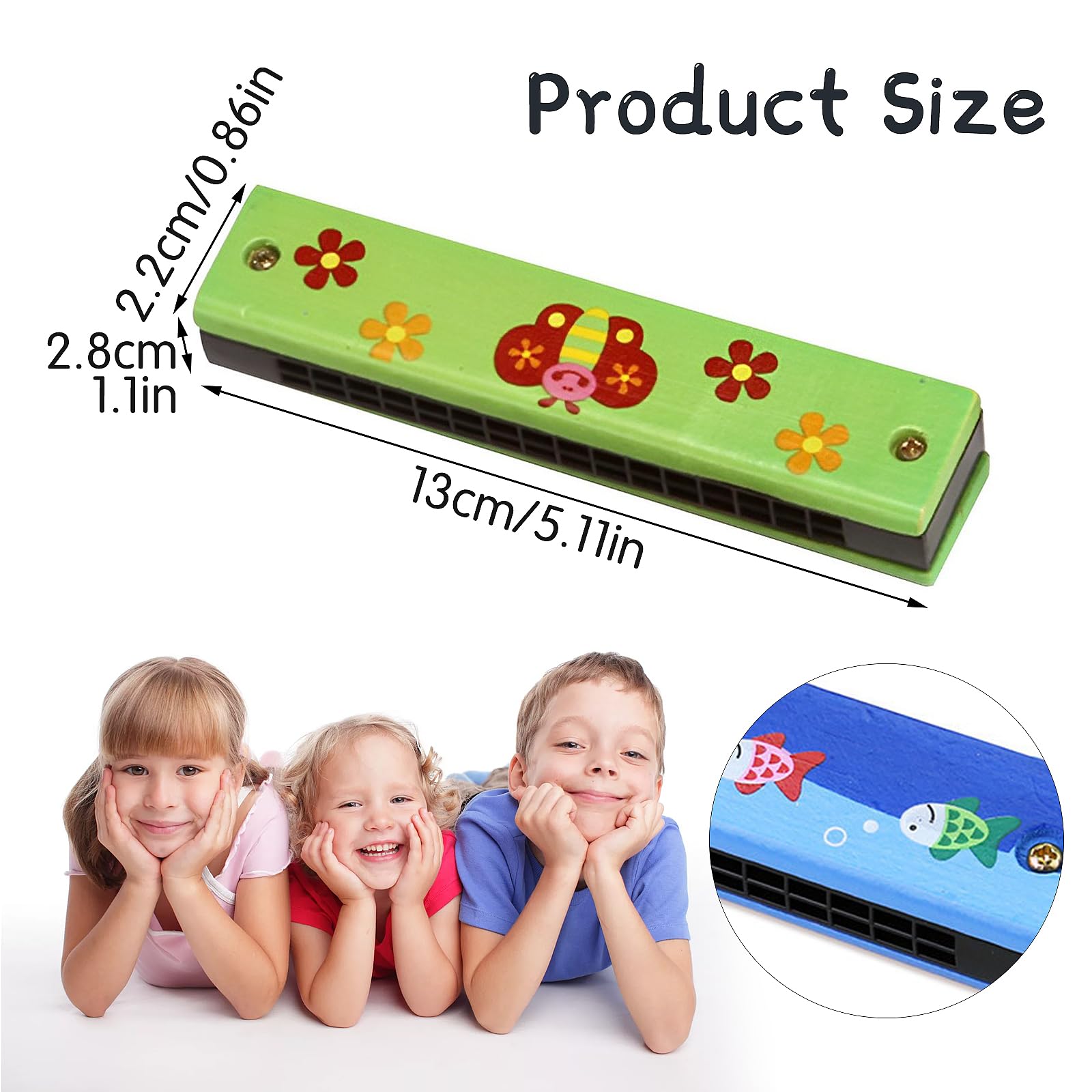 Armonica Di Legno Per Bambini | 16 Buche | Strumento Musicale Educativo | Regalo Compleanno O Natale - Foto 3