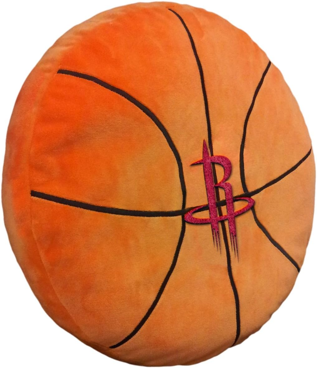 Officially Licensed NBA "3D" Basketball Shaped Pillow, Orange, 15" x 15" x 2"
