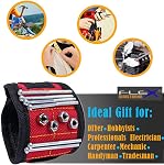 Magnetic Wristband Tool Holder - Cool Gift idea for Men Dad Handyman - Hold Small Tools Screws Nails Nuts Bolts Drill bits Small Metal Objects. 15 Strong Magnets, Adjustable Straps for All Wrist Size