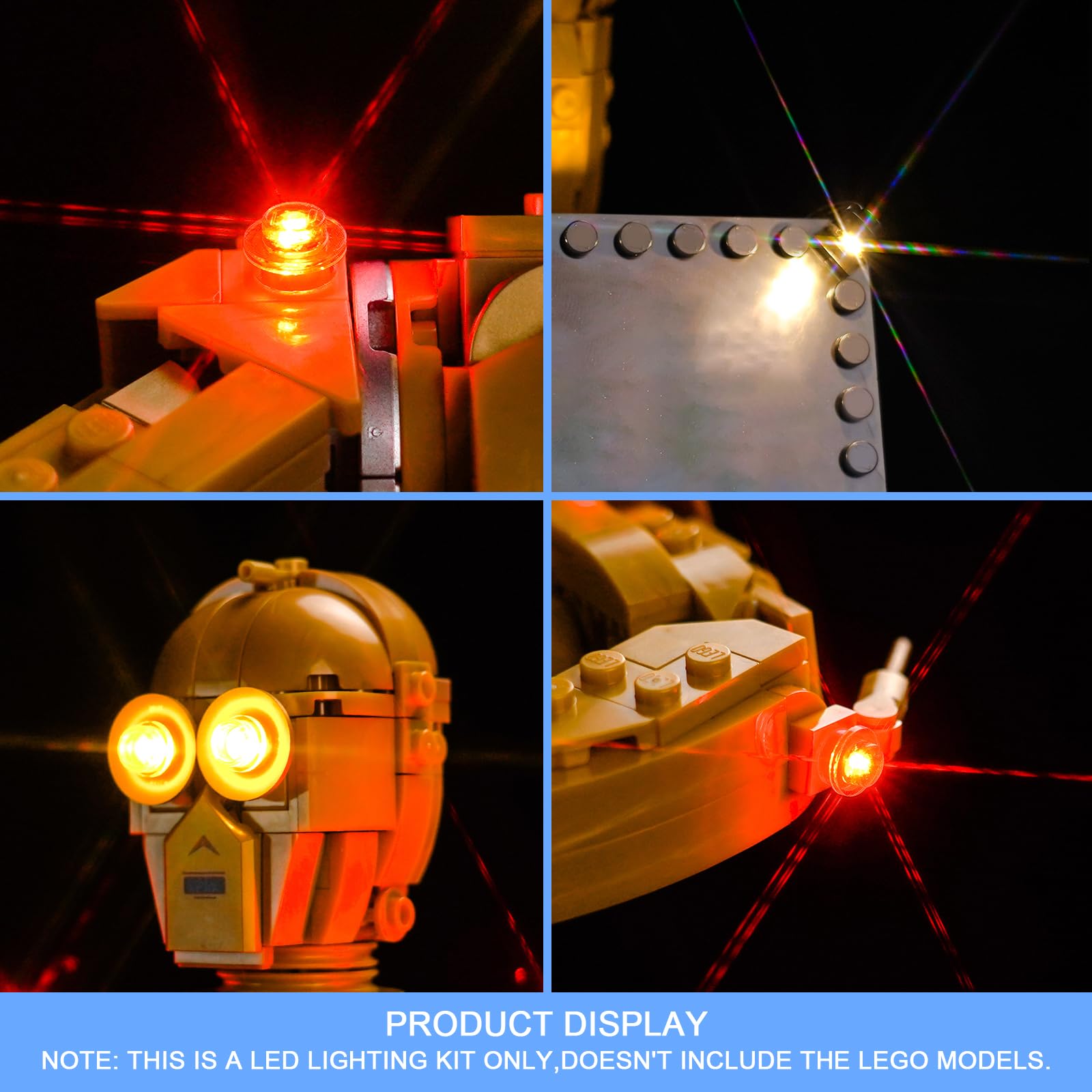 LocoLee Led Light Set Compatible with Lego C-3PO Led Decoration Lighting Kit Compatible with Lego 75398 Building Blocks Model,Only Lights Set,No Model (Light Control Version) - Image 4