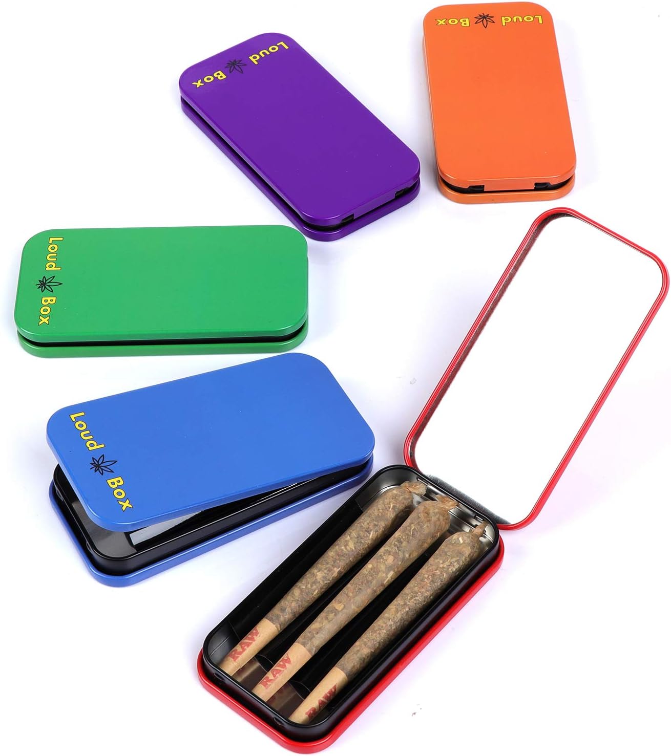 LoudLyfe - Loud Box Colorful Metal Cigarette Holder, Doob Tube, and Cigarette case, Holds 3 pre Rolled King Size Cones, Convenient Smoking Accessories