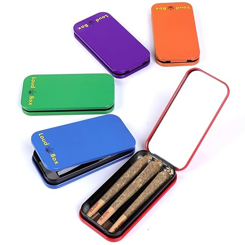 Loudbox (5 unidades) Soporte de cono preenrollado de metal colorido, tubo de cigarrillos y estuche para cigarrillos, capacidad para 3 conos