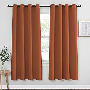 NICETOWN Blackout Bedroom Curtain 72 inches Long - Grommet Sound Reducing Window Treatment Privacy Drape Room Darkening Light Blocking for Living Room (Burnt Orange, 1 Panel, W52 x L72)