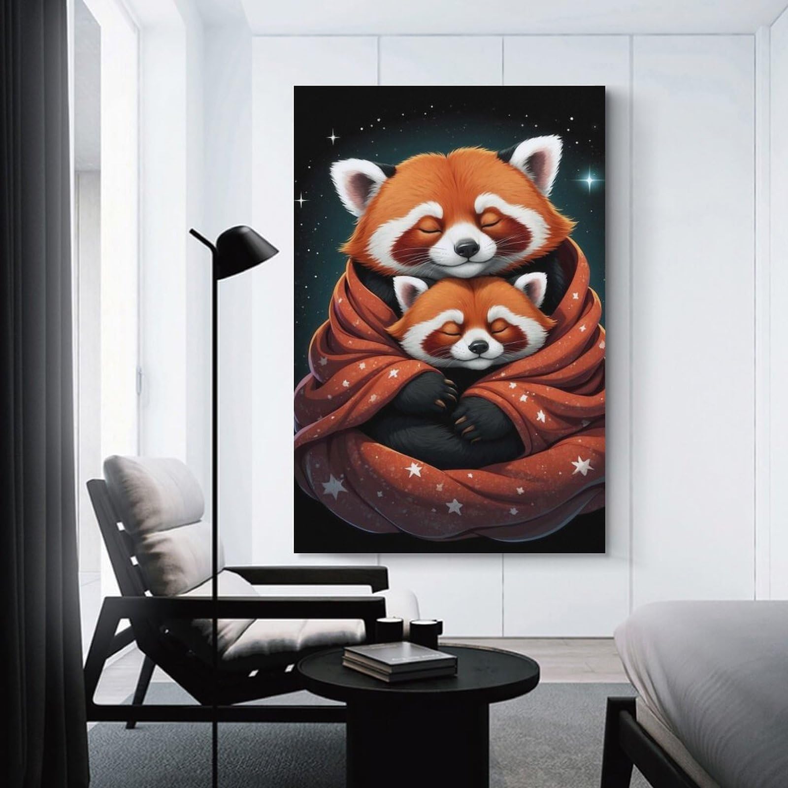 Junmoney Unframe-Style-16-1 Red Pandas Snuggled In Star Blanket Wall Picture Print 08X12inch(20X30cm), For Apartment Walls, Studios Or Work Areas, A Simple Refresh For Blank Walls