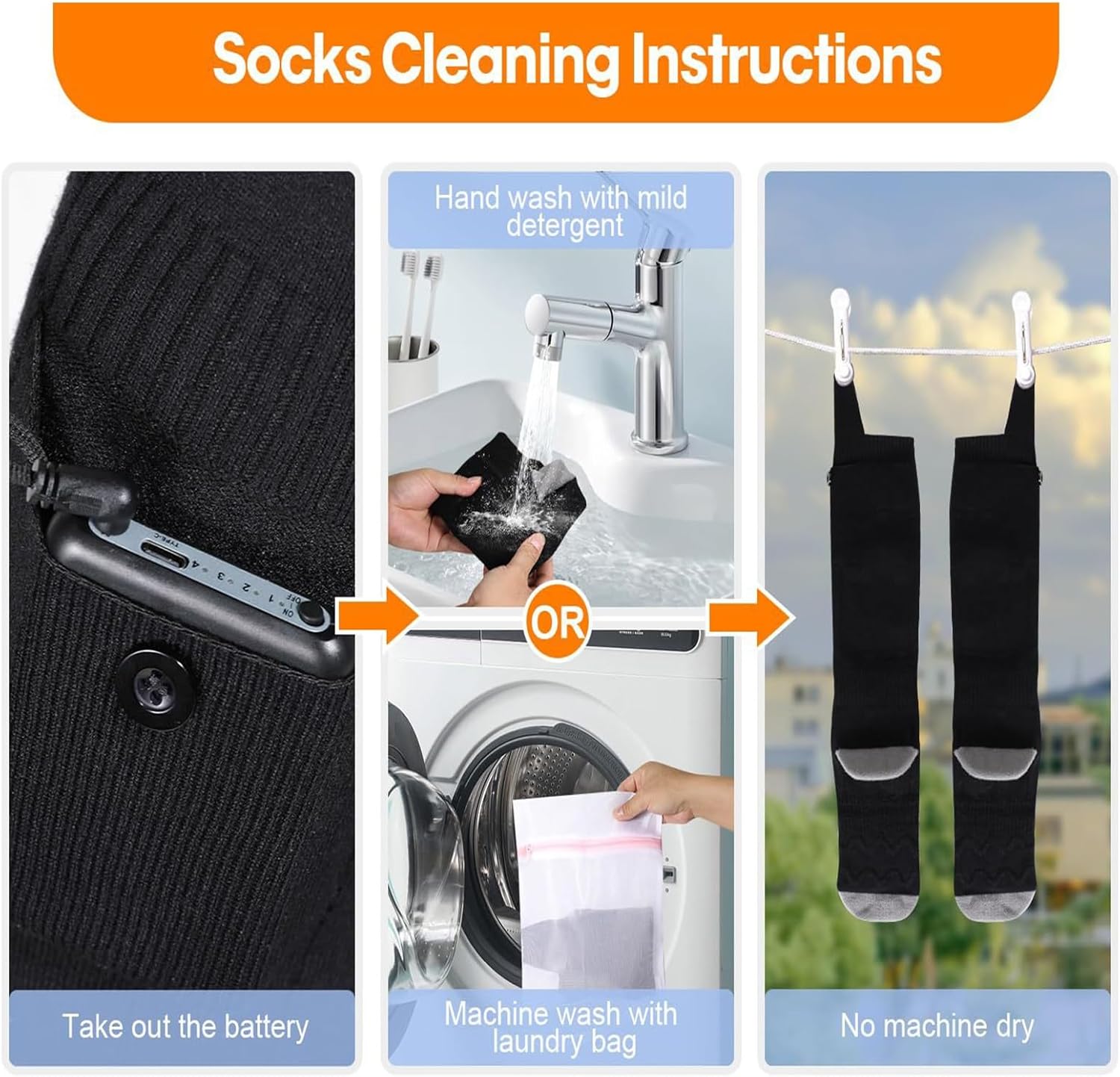 Heated Socks,Battery Powered Thermal Socks Foot Warmer,for Men Women,5000mAh Battery,Up to 8 Hours,4 Levels Temperatures Setting,for Outdoor Camping Skiing Hunting Hiking