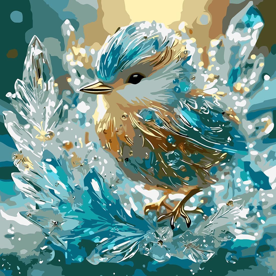 Formeyart Paint by Numbers Kit for Adults,DIY Bird Painting Kits on Canvas, Color by Numbers,Large Adult Paint by Number for Gifts,Home Wall Decor (Crystal Blue Bird)