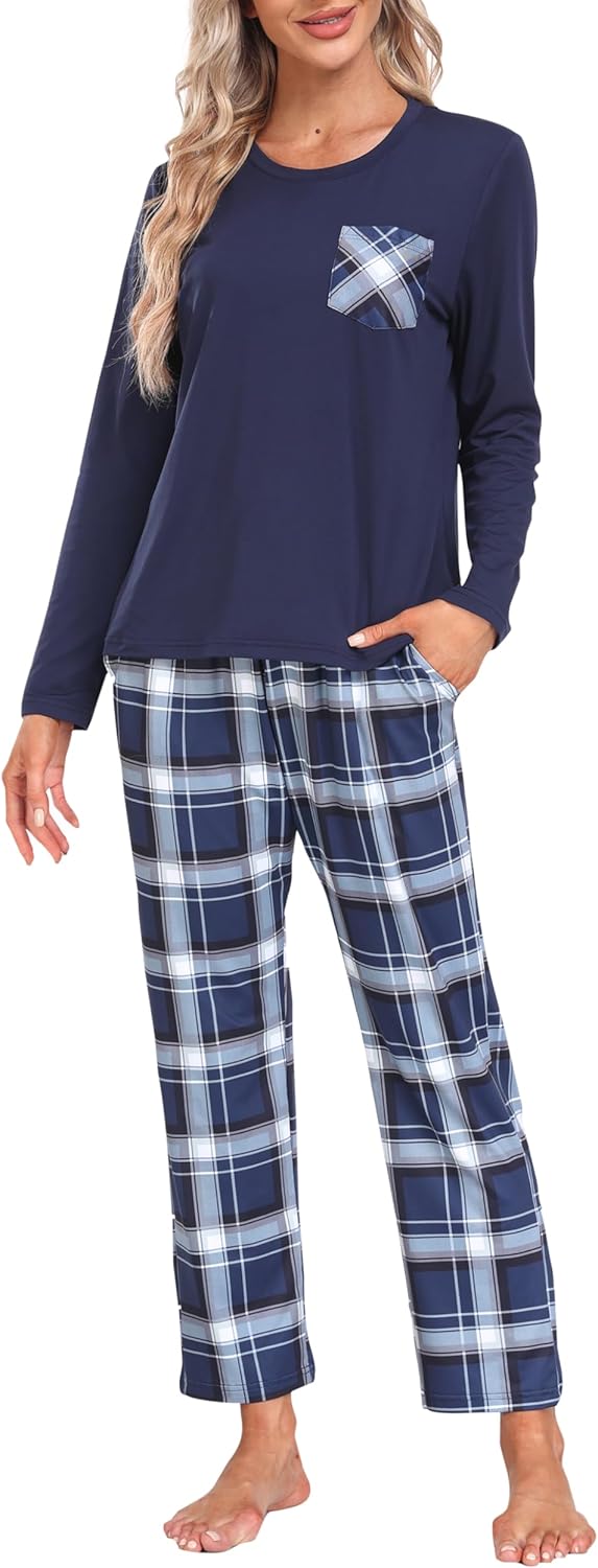 MoFiz Women's Pajamas Sets Long Sleeve Soft Sleepwear 2 Piece Pjs Lightweight Lounge Set