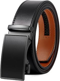 Men's Belt Leather Ratchet Belt for Men Dress Casual Every Day with Adjustable Buckle, Trim to Fit