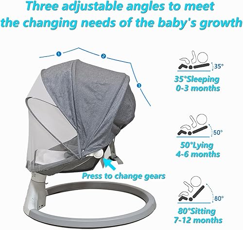 Miniatura 5 de DFENGDF Mecedora mecedora portátil para bebés para niños recién nacidos, niñas, silla eléctrica para bebés con control remoto, altavoz de música