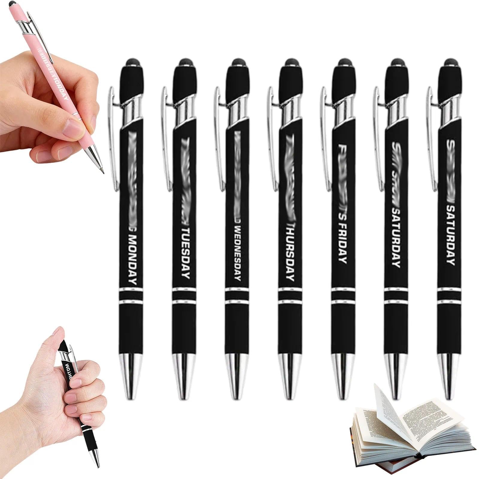 UBIETY Funny Daily Quotes Pen 7 Day Metal Pen Set Funny Stress-Relief Daily Quotes Metal Ballpoint Pens Set