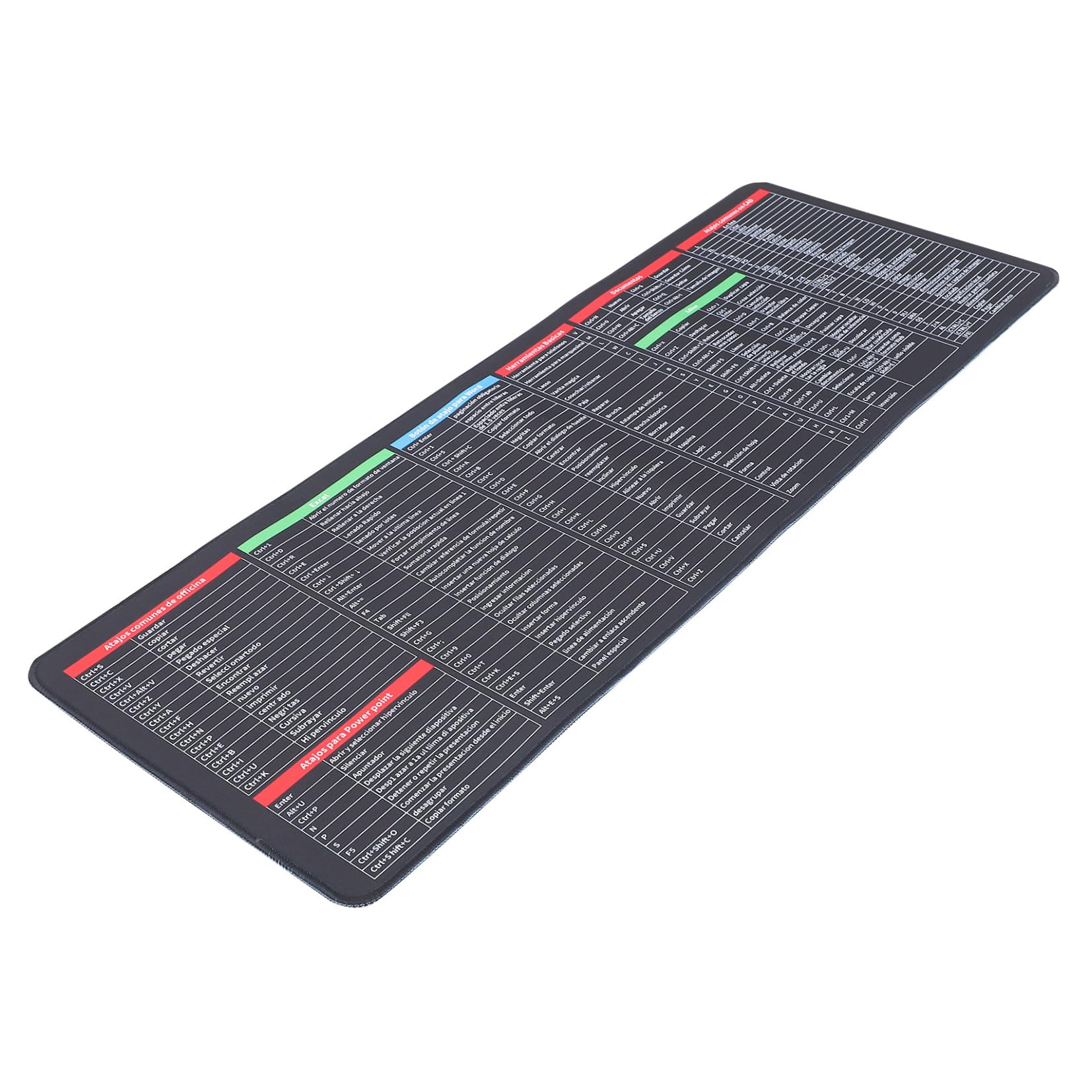 Housoutil Excel Spickzettel Mauspad Extra Großformat 300X800X3mm rutschfest Gummi Stoff Schreibtischunterlage Homeoffice Büro