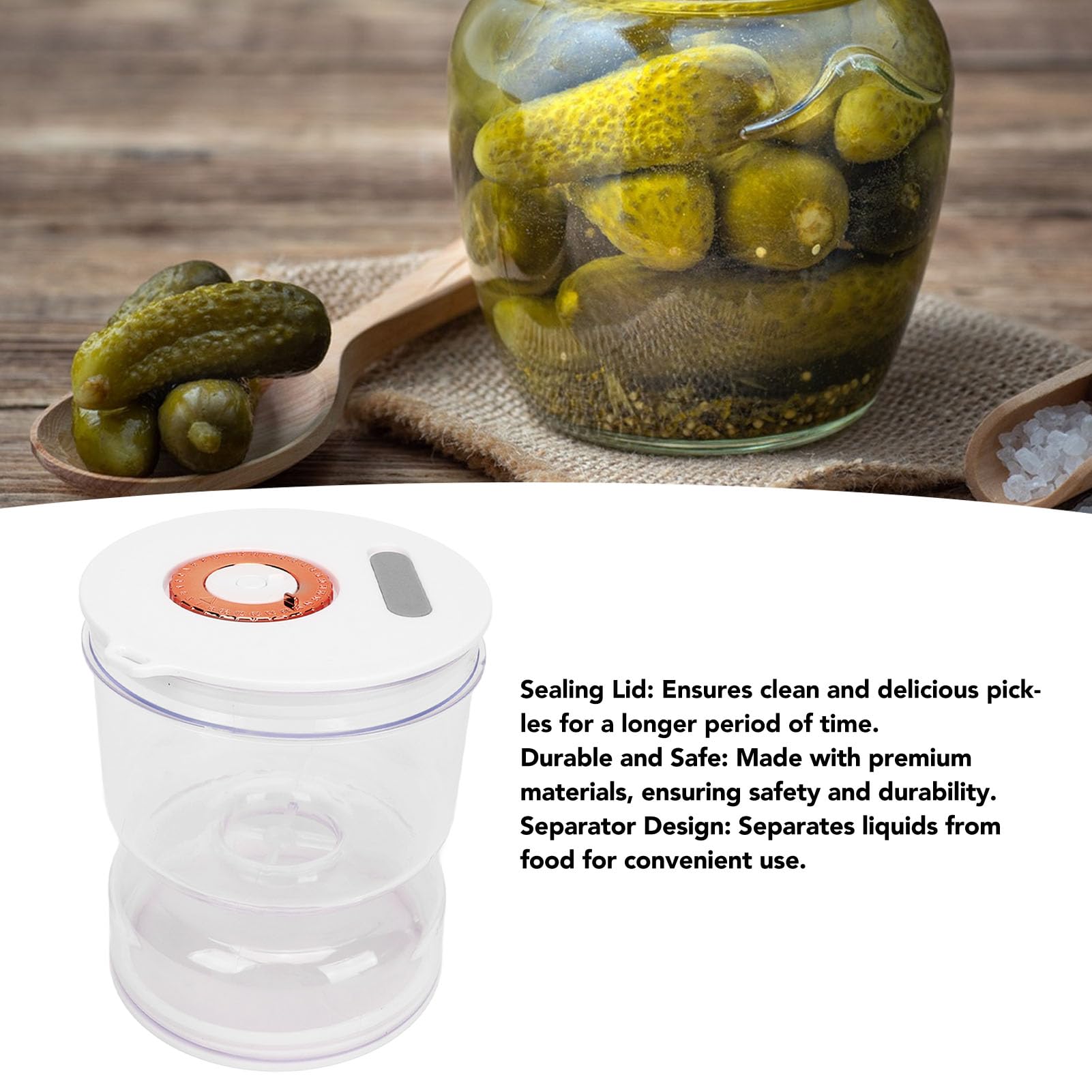 Bocal Sablier Pour Cornichons Et Olives - Séparation Liquide/Aliments - Pratique Et Hermétique